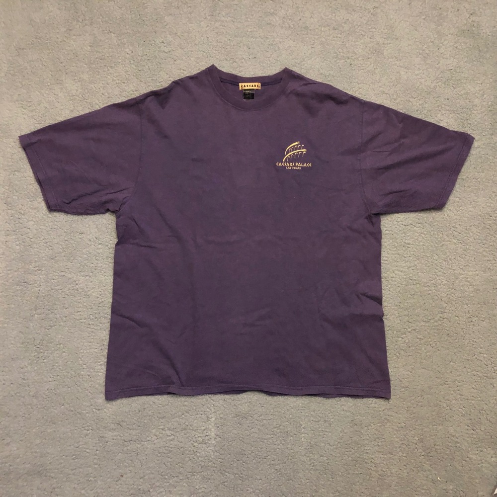 Vintage Caesars Palace Las Vegas‎ T-Shirt Purple Gold Logo Mens XL Graphic Tee